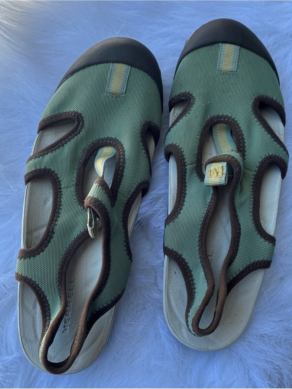 Merrell Sol Seagrass Green Slip-On Water and outdoor Sandal Size 6.5 Womens